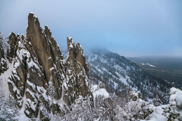 View on the cliff. South Ural, Russia