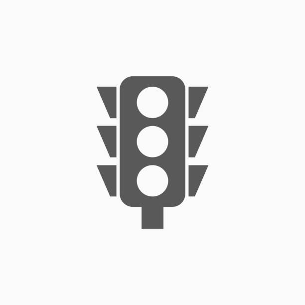 ikona semaforu - světelné signalizační zařízení silniční signál stock ilustrace