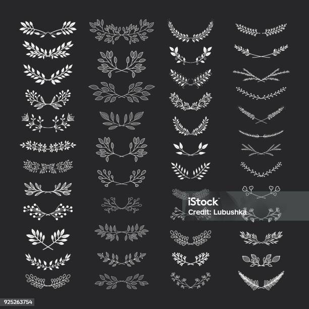 Rustic Nature Elements Stock Illustration - Download Image Now - Old-fashioned, Retro Style, Floral Pattern