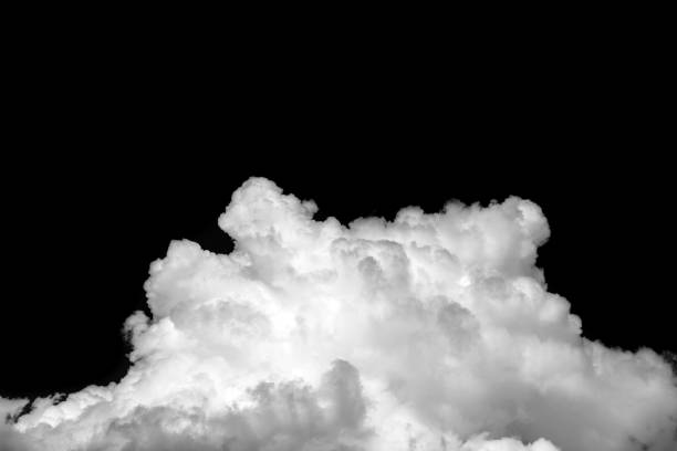 istock Close-up cumulus clouds isolated on black background, Black sky with white clouds 925265352