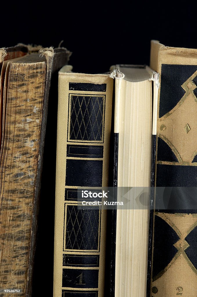 old  books in close up  Arid Climate Stock Photo