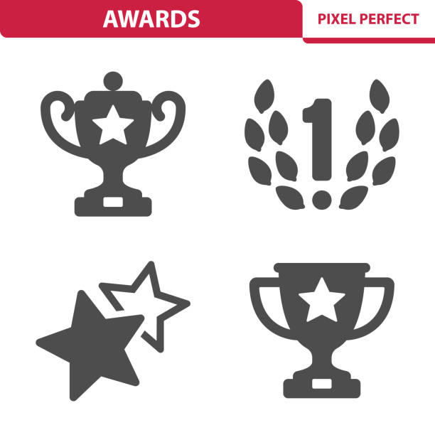 Awards Icons Professional, pixel perfect icons depicting various awards, trophies and prize concepts. EPS 8 format. trophy award stock illustrations