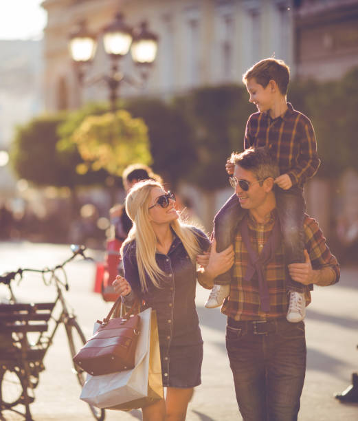 Happy family enjoying shopping