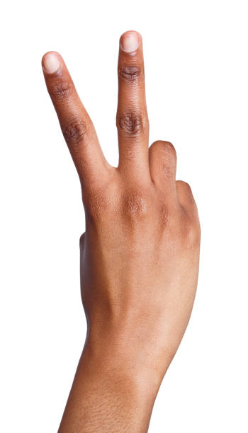 istock Black hand shows number two isolated 925273194