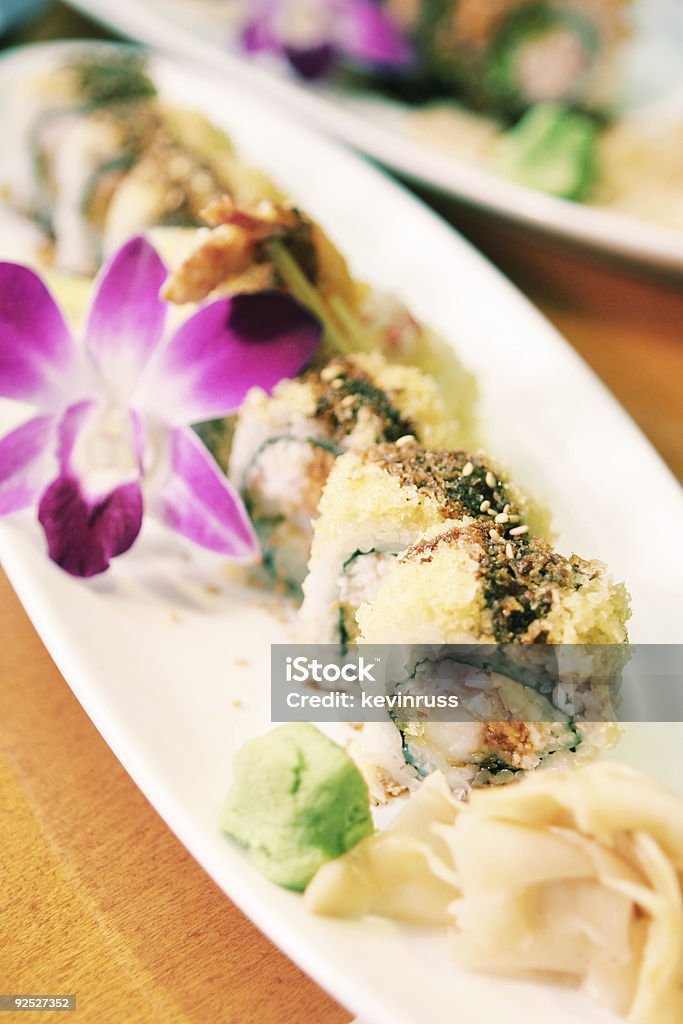 Assiette de crabe et des crevettes Tempura de sushis - Photo de Aliment libre de droits