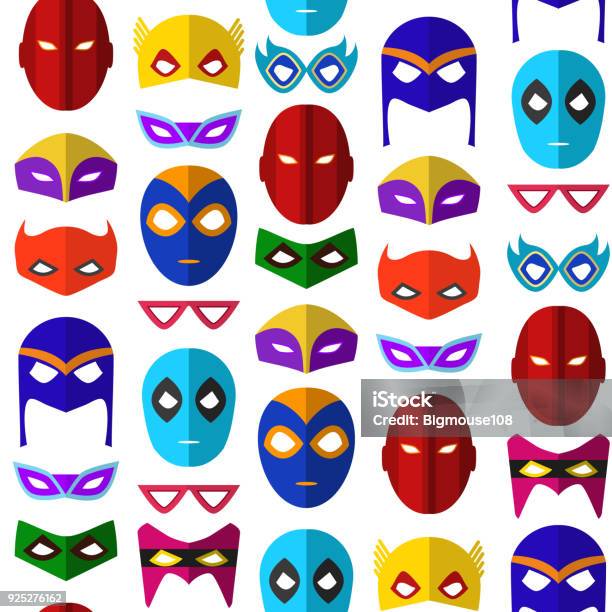 Maschera Supereroe Cartone Animato Sfondo Motivo Senza Soluzione Di Continuità Vettore - Immagini vettoriali stock e altre immagini di Maschera