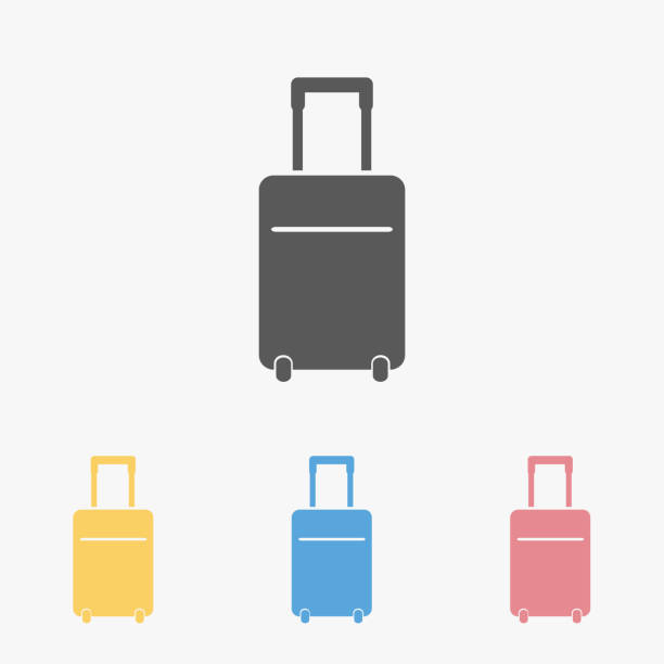 ilustraciones, imágenes clip art, dibujos animados e iconos de stock de icono de bolsa de viaje - suitcase