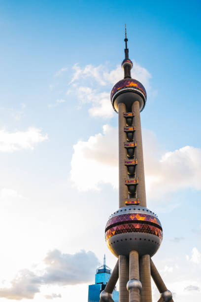 istock Oriental pearl tower under blue sky in Shanghai, China 925276400