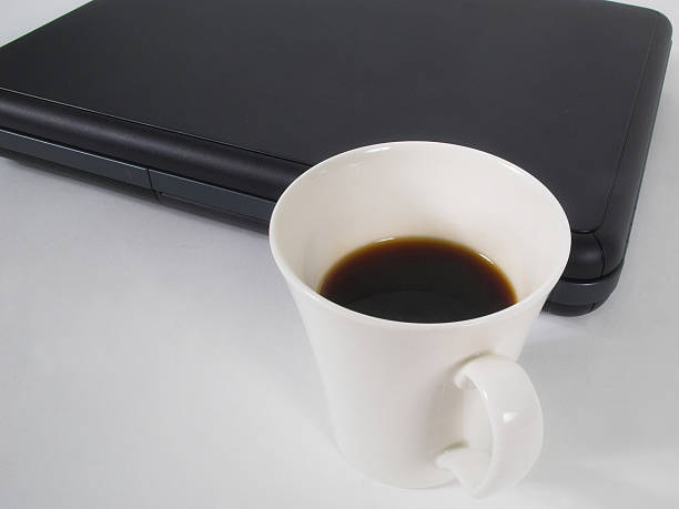 coffee and laptop stock photo