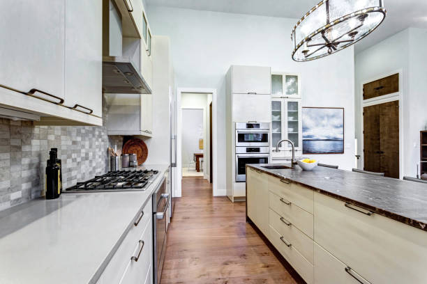 istock Contemporary white kitchen with high-end kitchen appliances 925283396