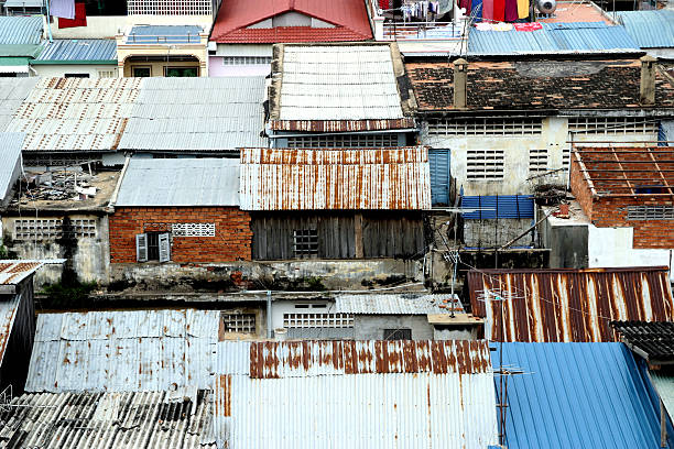 Rooftops in Phnom Penh,Cambodia stock photo