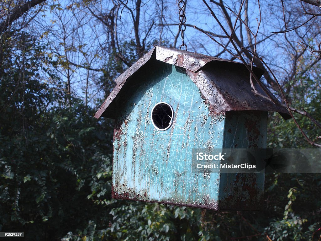 Blue Tin Mangeoire à oiseaux - Photo de Bleu libre de droits