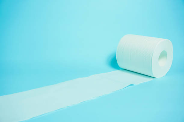istock Toilet paper, light blue background 925293974