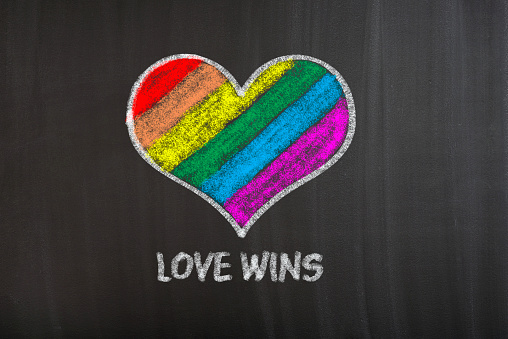 Heart in LGBT flag colors. Gay culture symbol.