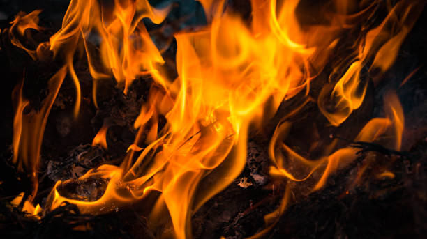 istock Flame fire is burning on black background is beauty 925307030
