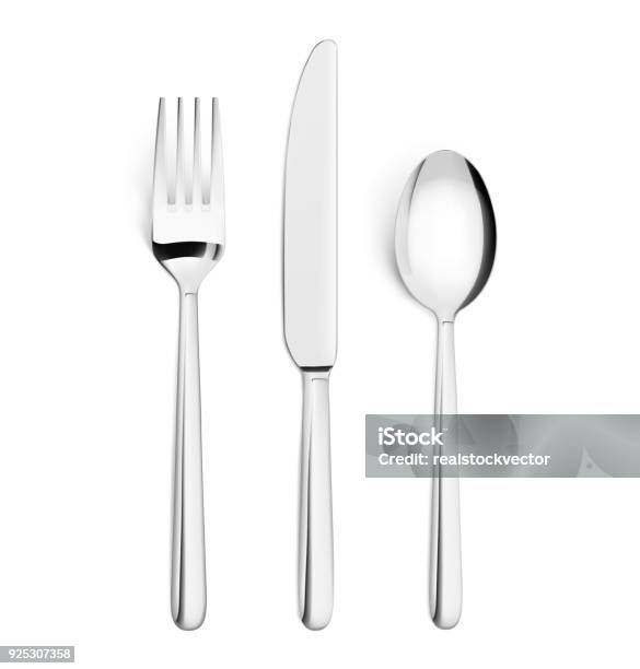 Set Of Fork Knife And Spoon Isolated On White Vector Illustration Ready For Your Design Stock Illustration - Download Image Now