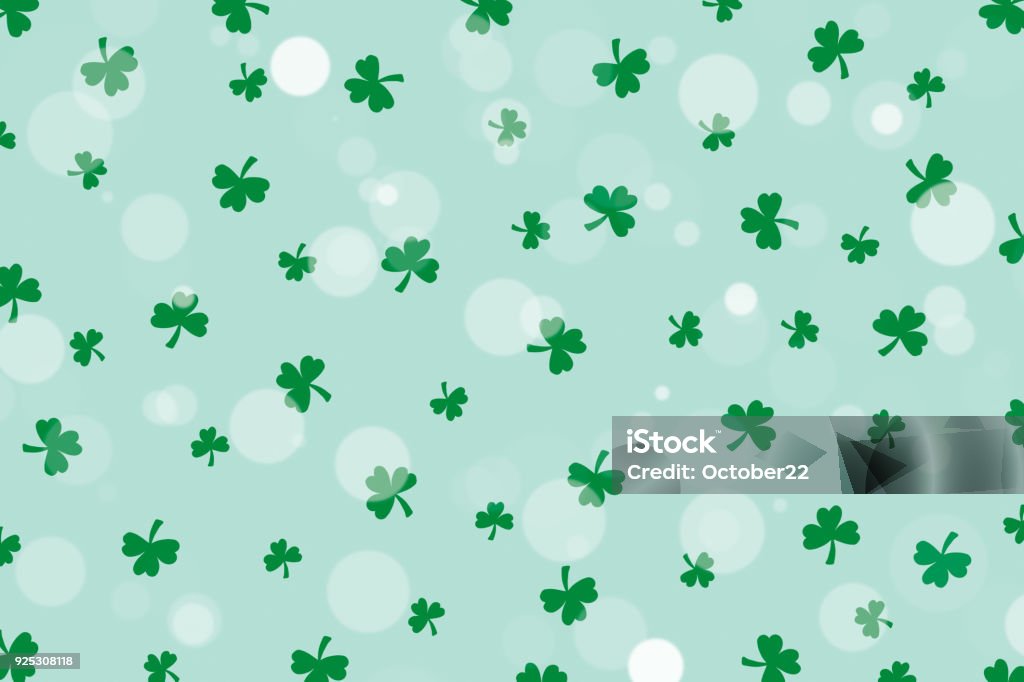 Green Three Leaf Clovers On Blue Background With Copy Space And Bokeh Hand  Drawn Illustration Wallpaper Pattern Of Shamrock Symbol Of St Patricks  Festival Day To Present Happy And Lucky On17 March