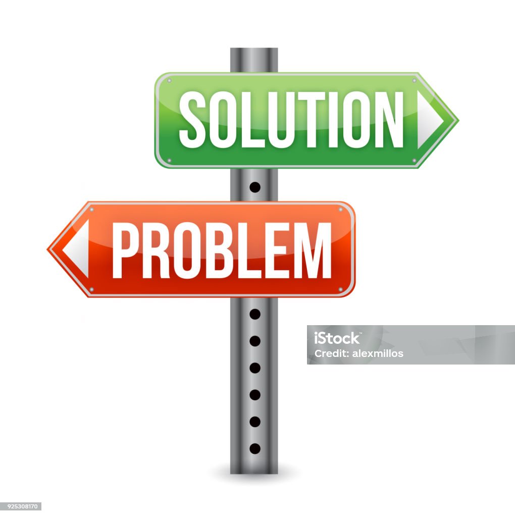 Problem Solution Road Sign Illustration Design Over A White Background ...