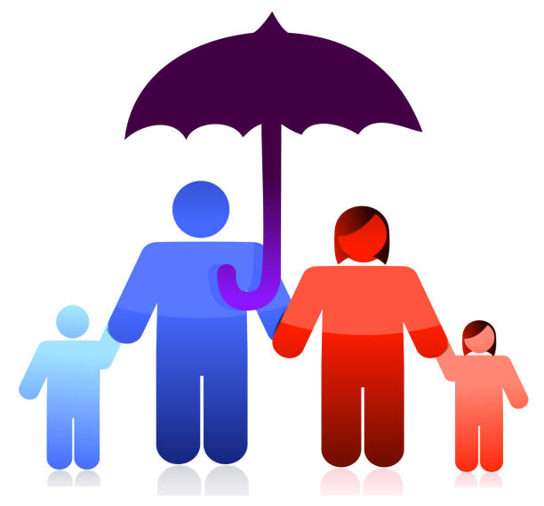 istock Protected family anger an umbrella concept illustration design 925308588