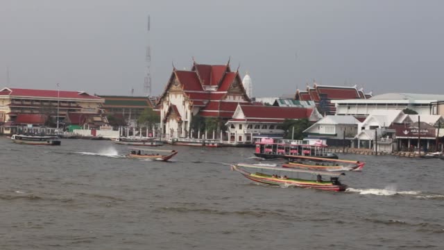 Landscape riverside and transport on water at Joa-praya river landmark of Bangkok Thailand