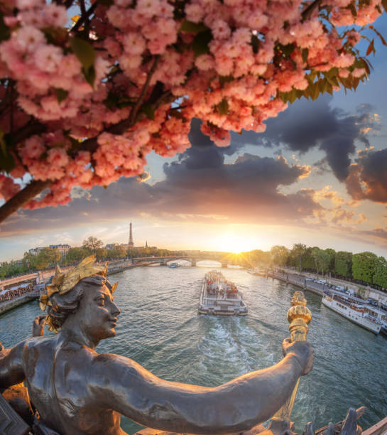 istock Alexandre III bridge in Paris against Eiffel Tower during spring time, France 925309050