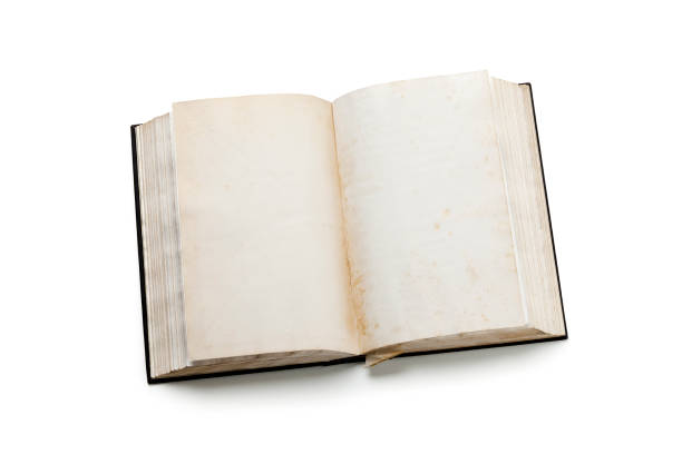 abrir libro viejo aislado sobre fondo blanco  - cookbook recipe book old fotografías e imágenes de stock