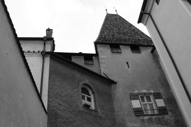 istock Medeival town walls in black and white. 925316778