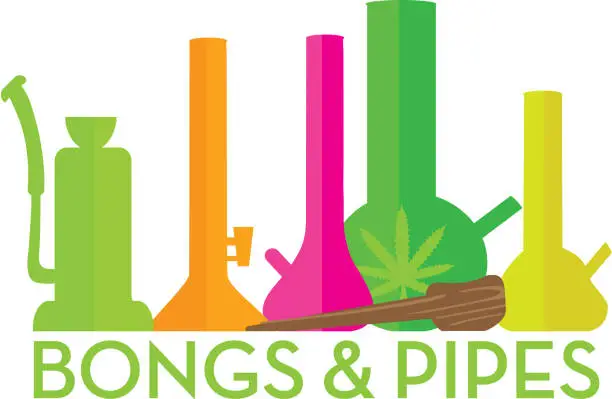 Vector illustration of Bong and pipes icon set