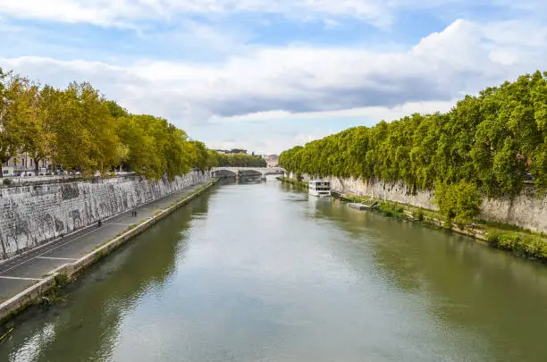 Photo of View of Tiber river from bridge in Rome