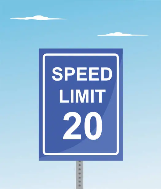 Vector illustration of speed limit 20 road sign