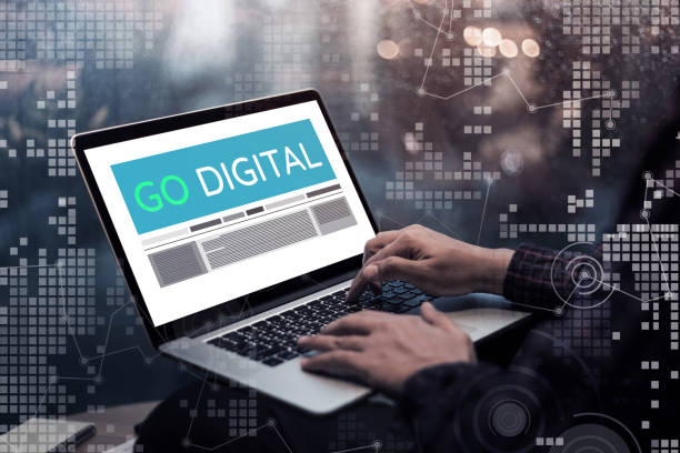 istock Go digital marketing concepts ideas with male hand using laptop and chart interface. 925328932