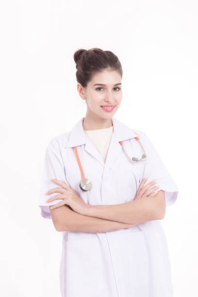 istock Female nurse portrait in white background. 925332068