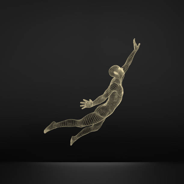 ilustrações, clipart, desenhos animados e ícones de conceito de negócio, a liberdade ou a felicidade. modelo 3d do homem. ilustração em vetor. - flexibility business gymnastics exercising