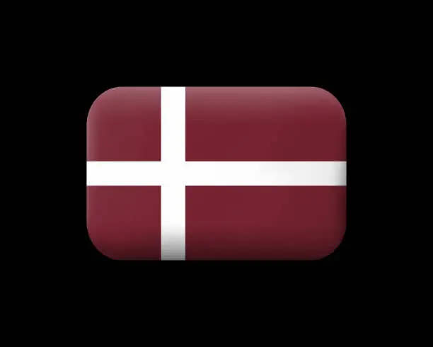 Vector illustration of Denmark Orlogsflaget Variant Flag. Matted Vector Icon and Button. Rectangular Shape with Rounded Corners