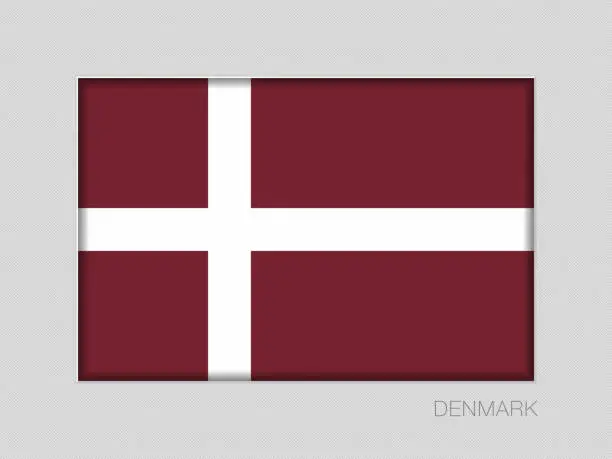 Vector illustration of Denmark Orlogsflaget Variant Flag. National Ensign Aspect Ratio 2 to 3 on Gray Cardboard