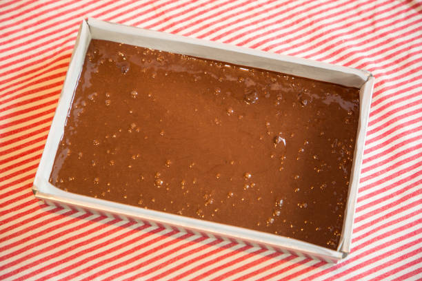 istock Close up Home Made brownie in cake tin.(selective Focus) 925339630