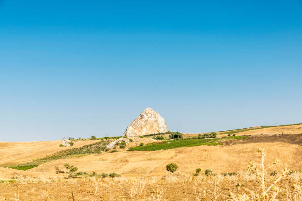 Farm fields near Corleone, a town known for associating with the mafia in Sicily, Italy