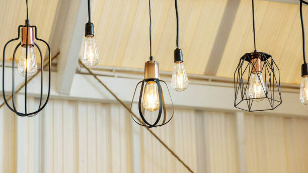 istock Close up of the lamp hanging from a ceiling. 925345758