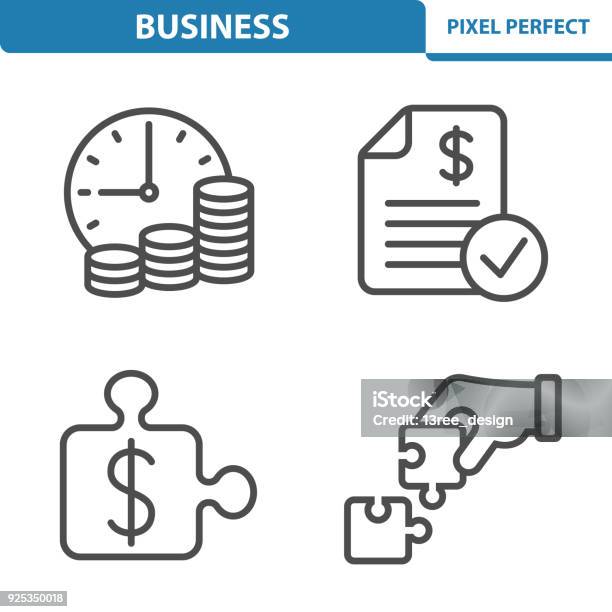 Business Icons Stock Illustration - Download Image Now - Icon Symbol, Jigsaw Piece, Time is Money