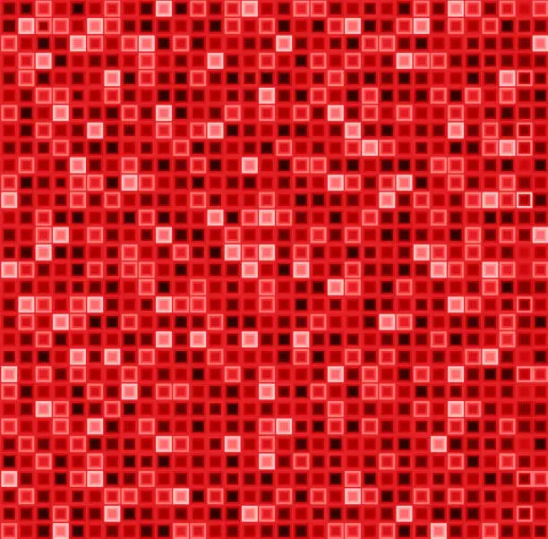 Vector illustration of Seamless abstract pattern with squares in red color. Vector geometrical background.