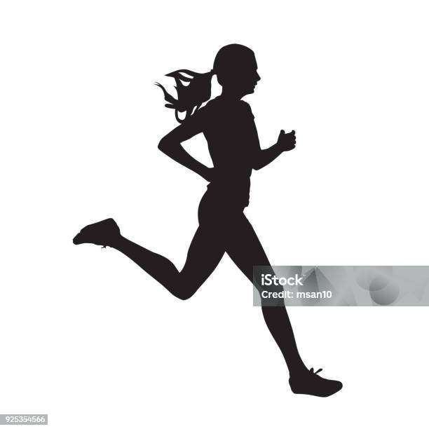 Young Running Woman Isolated Vector Silhouette Run Side View Stock Illustration - Download Image Now