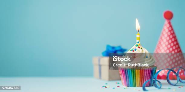 Birthday Cupcake Stock Photo - Download Image Now - Birthday, Backgrounds, Cupcake