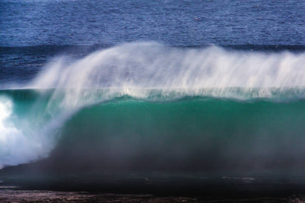 Long Exposure Image of Blue Ocean Big Mavericks Wave in California, USA.