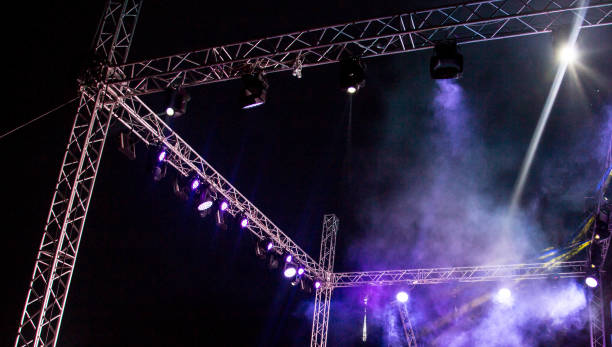 istock Color searchlight at a concert at night 925358106