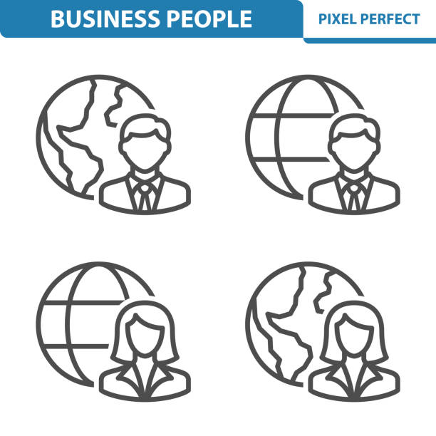illustrazioni stock, clip art, cartoni animati e icone di tendenza di icone degli uomini d'affari - travel agent