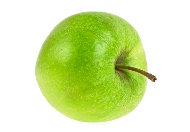 istock Single ripe green apple on a white background 925384464