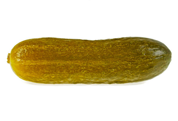 istock Marinated pickled cucumber isolated on white background 925384588