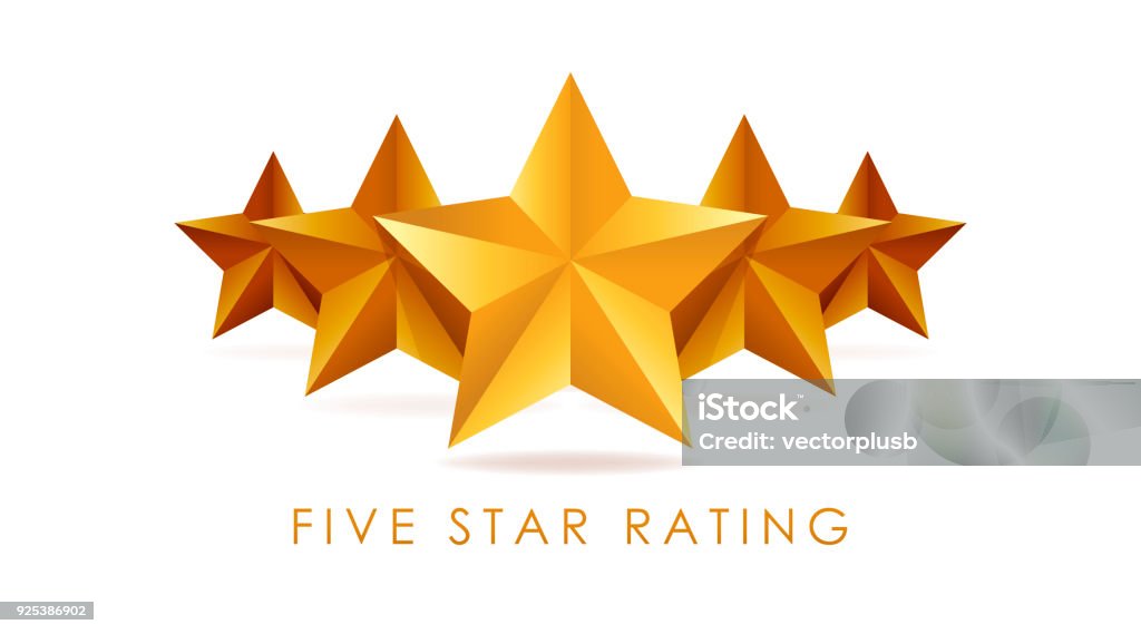 Five golden rating star vector illustration in white background Five golden rating star vector illustration in white background. Luxury Hotel stock vector