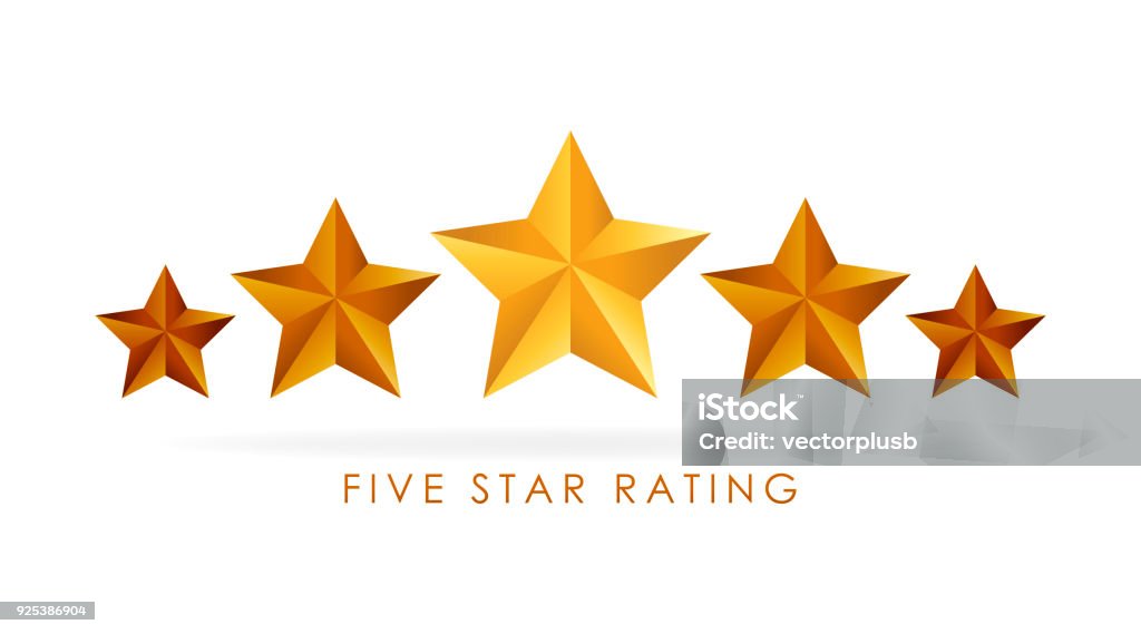 Five golden rating star vector illustration in white background Five golden rating star vector illustration in white background. Number 1 stock vector