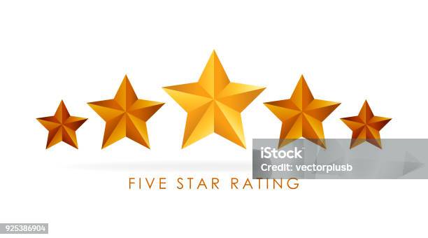 Five Golden Rating Star Vector Illustration In White Background Stock Illustration - Download Image Now